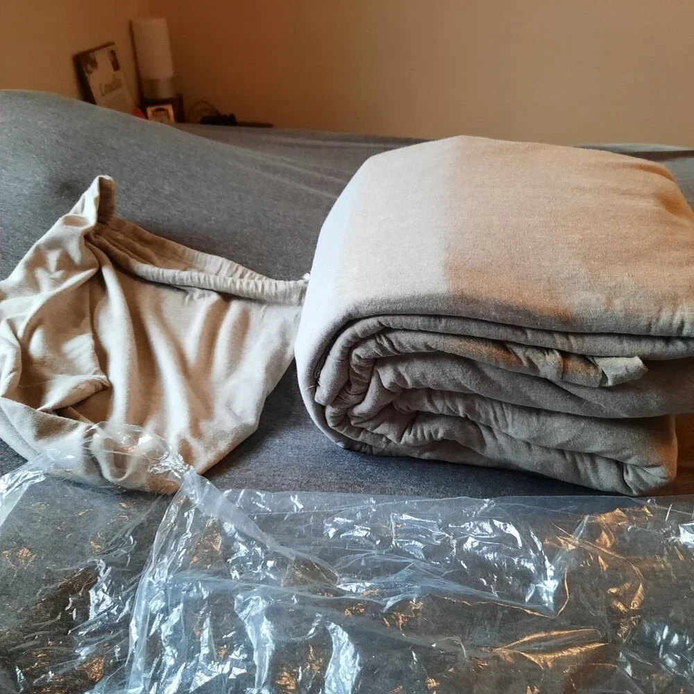 SOHO Loft Cotton -Jersey Knit KING Sheet Set (4 pc), Like New! - Oatmeal Heather